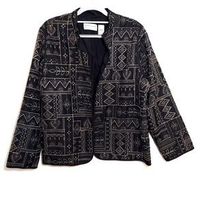 Alfred Dunner Jacket 16 Petite Open Embroidered Patchwork Quilted Western